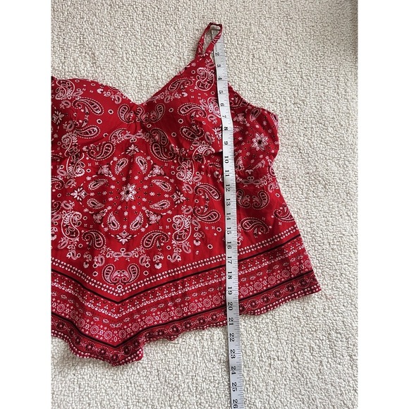 No Boundaries Red Paisley Bandana Top 3X Y2K Boho Festival Summer Casual Chic - Picture 6 of 7